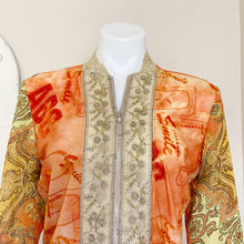 Load image into Gallery viewer, Piano | Women&#39;s Orange and Yellow Zip Front Beaded Jacket | Size: M
