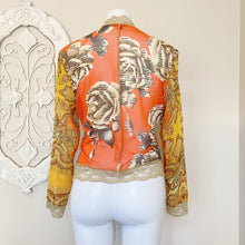 Load image into Gallery viewer, Piano | Women&#39;s Orange and Yellow Zip Front Beaded Jacket | Size: M
