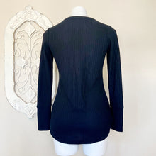 Load image into Gallery viewer, Chaser | Womens Black Long Sleeve Henley Thermal Top | Size: S
