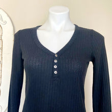 Load image into Gallery viewer, Chaser | Womens Black Long Sleeve Henley Thermal Top | Size: S
