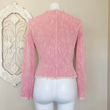 Load image into Gallery viewer, Stradivarius | Womens Hot Pink and White Knit Zip Front Crop Moto Jacket | Size: L
