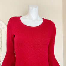 Load image into Gallery viewer, Sandra Darren | Womens Red Knit Circle Pattern Bell Sleeve Sweater Dress | Size: M
