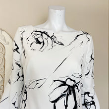 Load image into Gallery viewer, Ralph Lauren | Womens Cream and Black Floral Print Bell Sleeve Shift Dress | Size: 12
