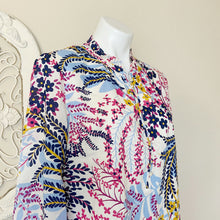 Load image into Gallery viewer, Talbots | Womens White and Blue Floral Print Long Sleeve Top | Size: L Petite
