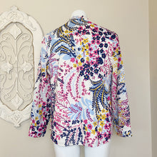 Load image into Gallery viewer, Talbots | Womens White and Blue Floral Print Long Sleeve Top | Size: L Petite
