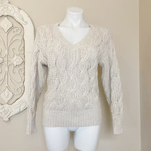 Load image into Gallery viewer, White House Black Market | Women&#39;s Oatmeal Cotton/Wool V-Neck Sweater | Size: S
