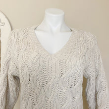 Load image into Gallery viewer, White House Black Market | Women&#39;s Oatmeal Cotton/Wool V-Neck Sweater | Size: S
