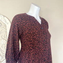 Load image into Gallery viewer, The Nines by Hatch | Womens Brown and Black Animal Print Button Down Front Long Sleeve Dress | Size: XS
