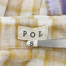 Load image into Gallery viewer, POL | Womens Tan and Lavender Plaid Print Button Down Top | Size: S
