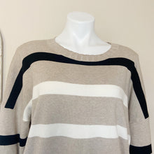 Load image into Gallery viewer, Fab&#39;rik | Womens Tan, Black and Cream Stripe Pullover Knit Sweater | Size: M
