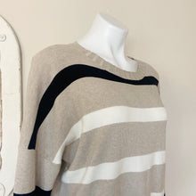 Load image into Gallery viewer, Fab&#39;rik | Womens Tan, Black and Cream Stripe Pullover Knit Sweater | Size: M

