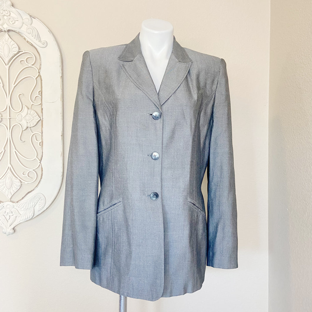 Amanda Smith | Womens Silver Gray Long Line Blazer Jacket | Size: 12