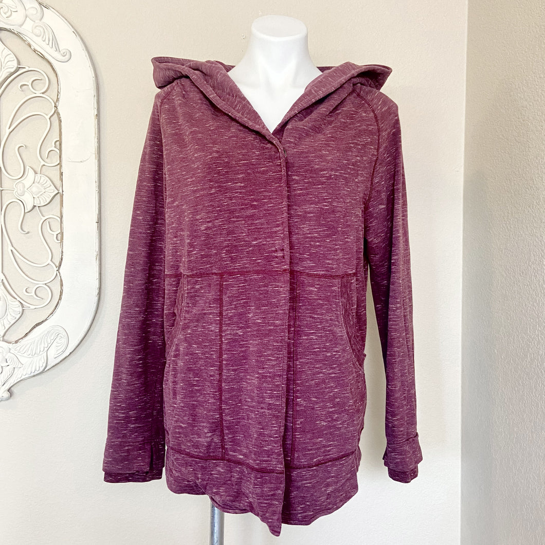 Lululemon | Womens Burgundy Two Button Hooded Knit Jacket | Size: 6