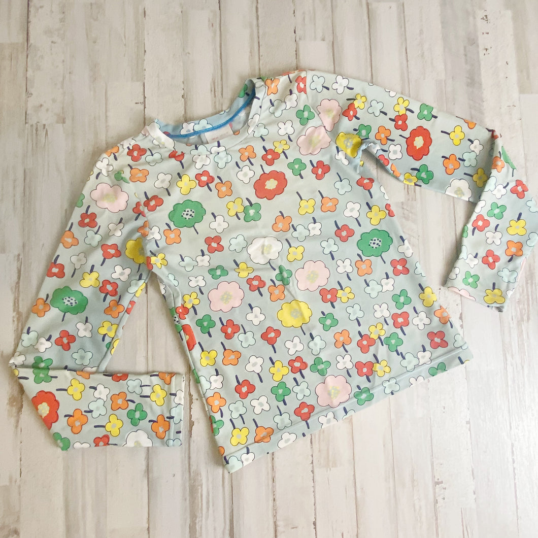 Hanna Andersson | Girls Colorful Floral Print Long Sleeve Swim Top | Size: 14-16
