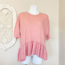 Load image into Gallery viewer, Anthropologie | Akemi + Kin Salmon Short Sleeve Oversized Ruffle Top | Size: S
