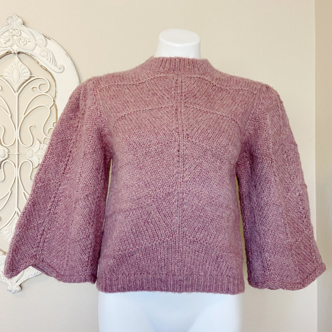 Fab'rik | Womens Lavender Knit Puff Sleeve Sweater | Size: S