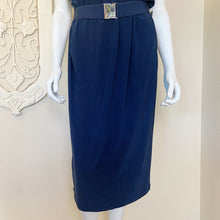 Load image into Gallery viewer, Tommy Hilfiger | Womens Navy Blue Slinky Short Sleeve Belted Dress with Tags | Size: 12

