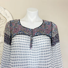 Load image into Gallery viewer, Free People | Womens White, Pink and Blue Floral Print Long Sleeve Sheer Blouse | Size: XS
