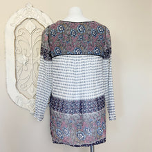 Load image into Gallery viewer, Free People | Womens White, Pink and Blue Floral Print Long Sleeve Sheer Blouse | Size: XS
