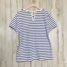 Load image into Gallery viewer, Boden | Girls Navy Blue and White Stripe Short Sleeve Top | Size: 9-10Y
