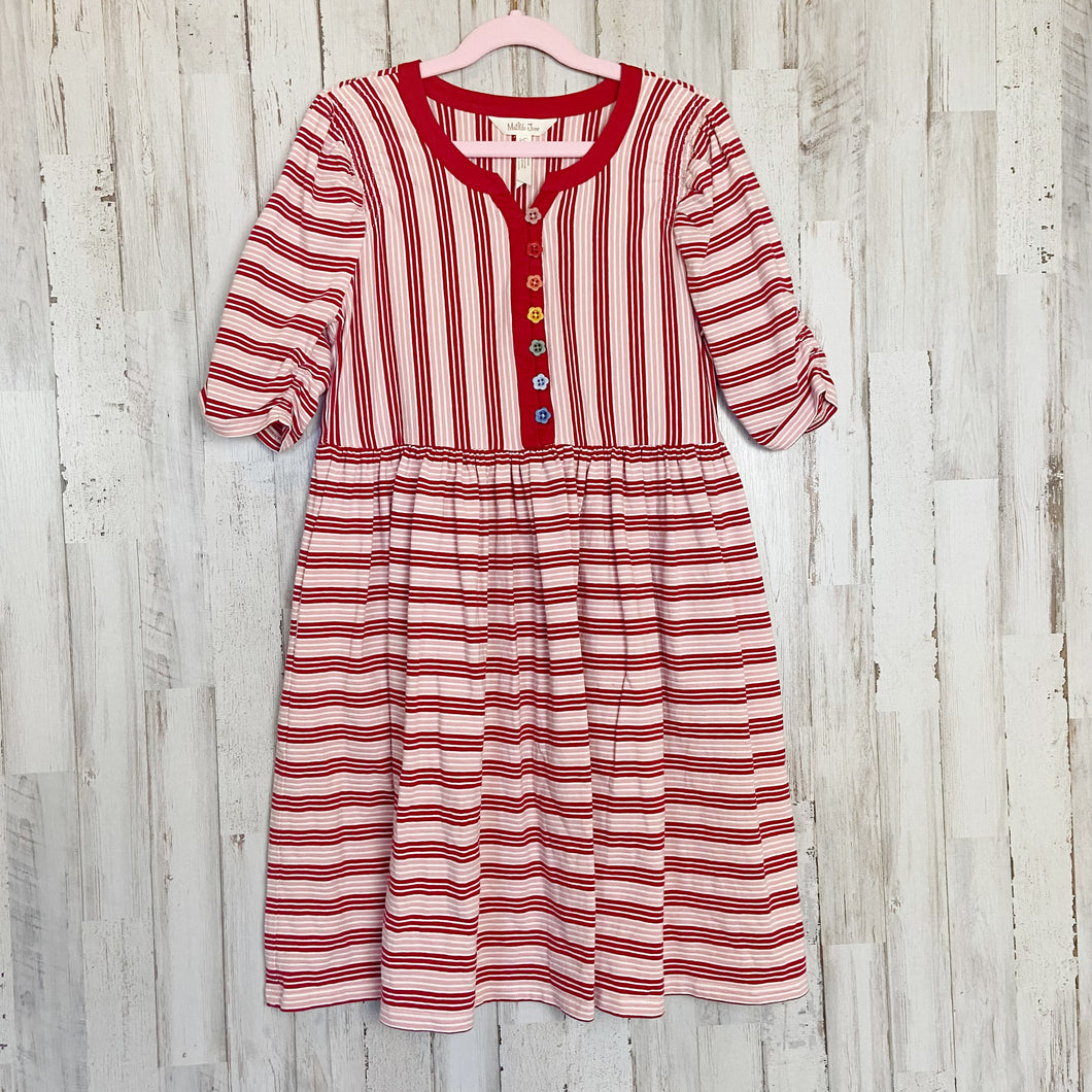 Matilda Jane | Girls Red Stripe and Button Front Half Sleeve Dress | Size: 12Y