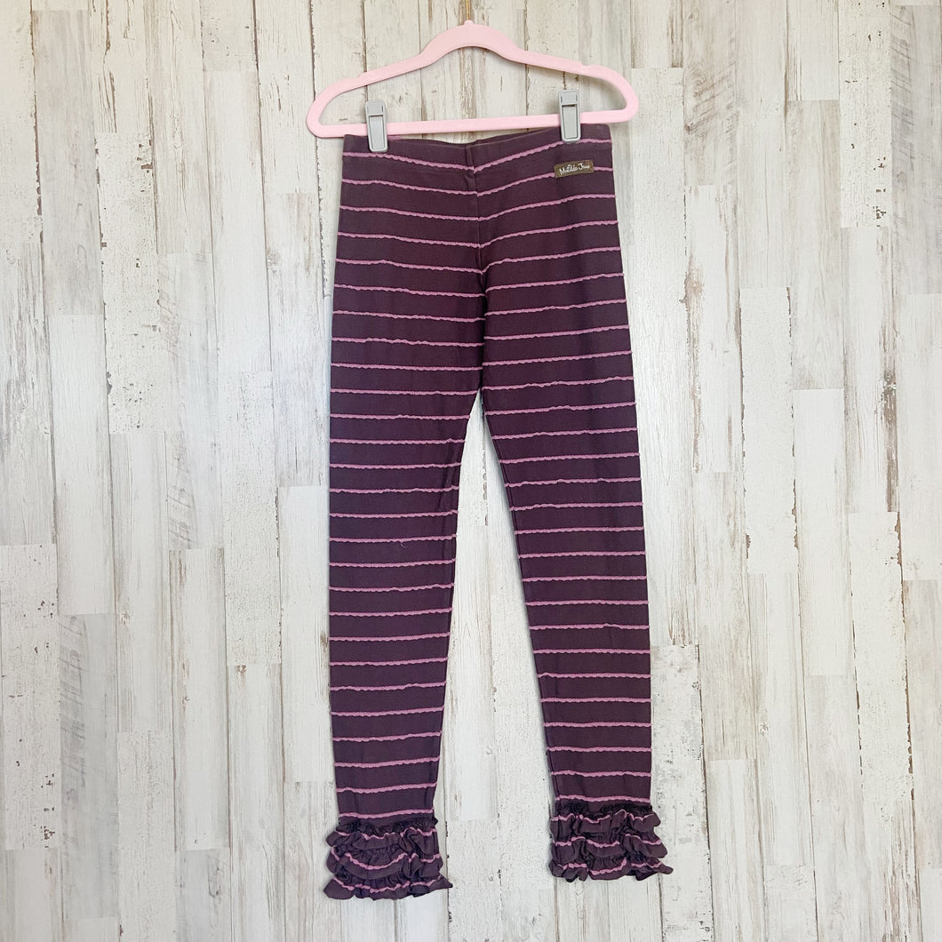 Matilda Jane | Girls Purple Stripe Ruffle Leggings | Size: 10Y