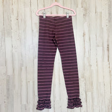 Load image into Gallery viewer, Matilda Jane | Girls Purple Stripe Ruffle Leggings | Size: 10Y
