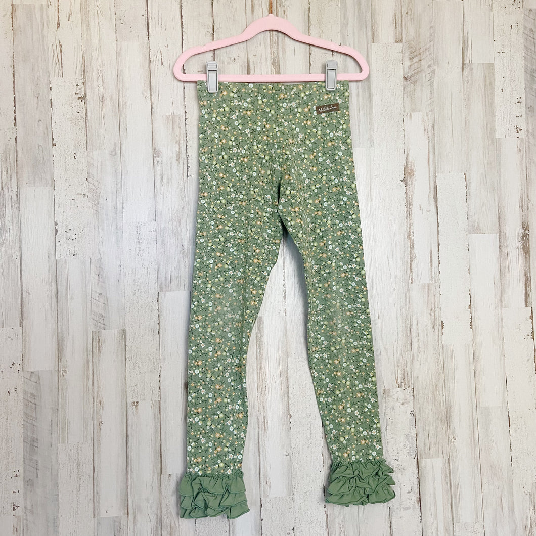 Matilda Jane | Girls Green Floral Print Ruffle Pants | Size: 10Y