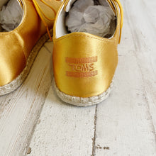 Load image into Gallery viewer, Toms | Womens Gold Satin Lace Up Espadrille Sneakers | Size: 9.5
