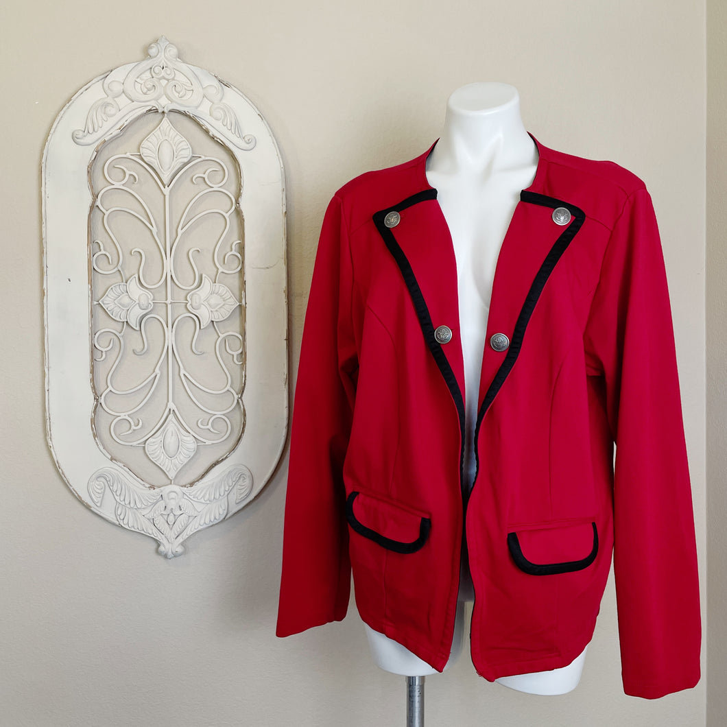Torrid | Womens Red/Black Knit Blazer Jacket w/ Button Detail | Size: XL