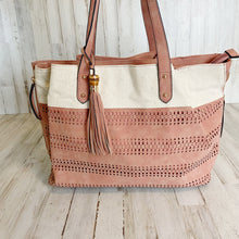 Load image into Gallery viewer, Gramercy &amp; Grand | Womens Pink and Oatmeal Vegan Tote Bag
