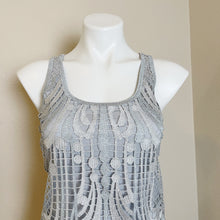 Load image into Gallery viewer, Express | Womens Gray and Metallic Silver Lace Overlay Tank Top | Size: XS
