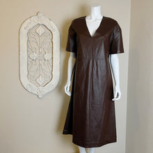 Load image into Gallery viewer, Prologue | Womens Brown Faux Leather Short Sleeve Dress | Size: M
