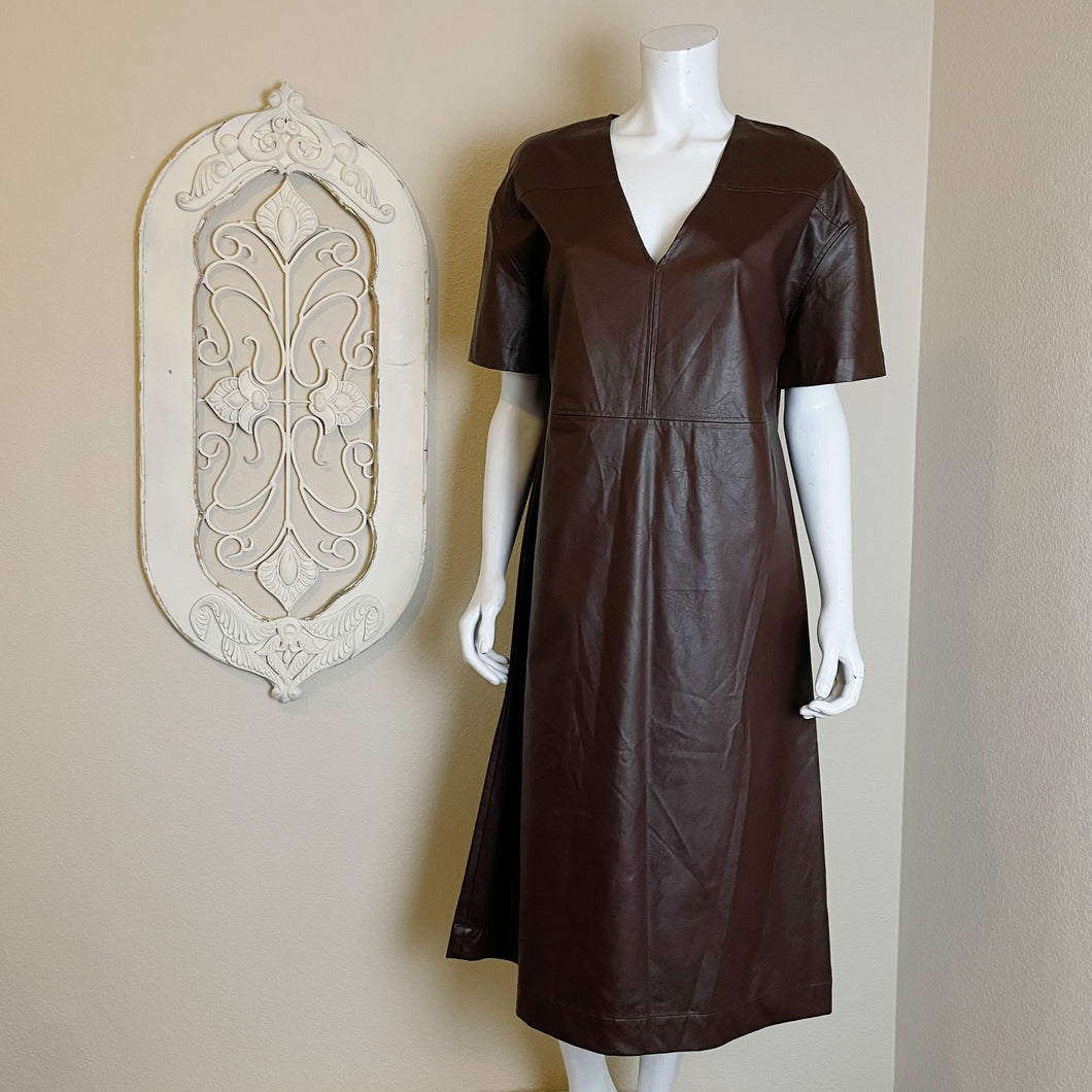 Prologue | Womens Brown Faux Leather Short Sleeve Dress | Size: M