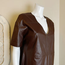 Load image into Gallery viewer, Prologue | Womens Brown Faux Leather Short Sleeve Dress | Size: M
