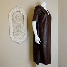 Load image into Gallery viewer, Prologue | Womens Brown Faux Leather Short Sleeve Dress | Size: M
