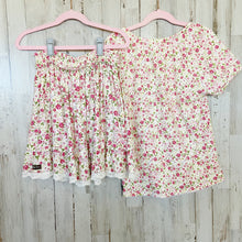 Load image into Gallery viewer, Matilda Jane | Girls Cream and Pink Floral Print Short Sleeve Top and Skirt Set | Size: 12Y
