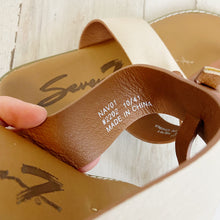 Load image into Gallery viewer, Seven7 | Womens Brown and Cream Navo1 Faux Leather Thong Sandal | Size: 10
