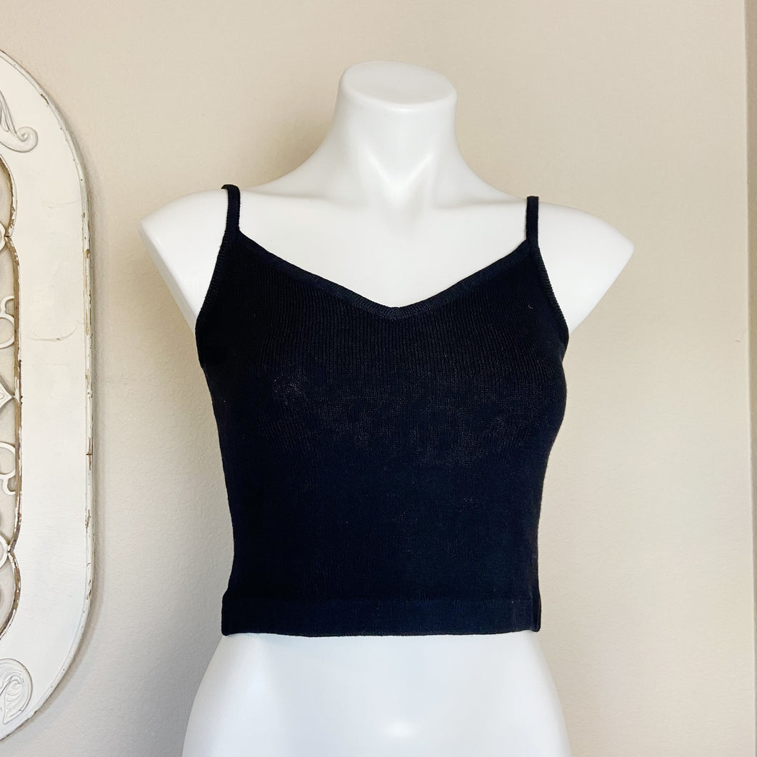 St. John | Womens Black Knit Crop Tank Top | Size: S