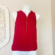 Load image into Gallery viewer, The Kooples | Womens Red Silk Sleeveless Zip Front Top | Size: S
