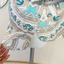 Load image into Gallery viewer, Chico&#39;s | Womens Brown and Teal Paisley Print 3/4 Sleeve Top | Size: M
