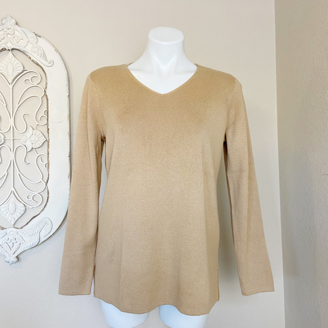 Chico's | Women's Arabian Camel Knit Jacki V Pullover Sweater with Tags | Size: M
