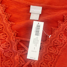 Load image into Gallery viewer, Chico&#39;s | Womens Rich Paprika Lace Front 3/4 Sleeve Top with Tags | Size: M
