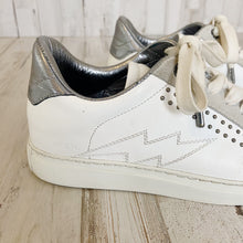 Load image into Gallery viewer, Zadig &amp; Voltaire | Womens White and Gray Flats Studded Sneakers | Size: 38
