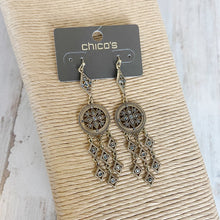Load image into Gallery viewer, Chico&#39;s | Women&#39;s Gold and Rhinestone Circle Briar Drop Earrings with Tags
