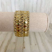 Load image into Gallery viewer, Women&#39;s Gold Wide Cuff Stretch Bracelet
