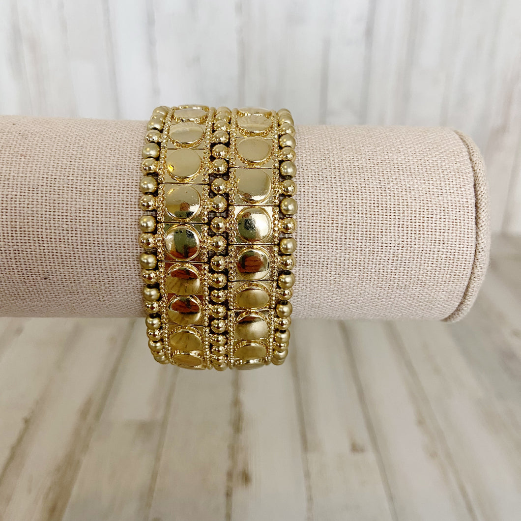 Women's Gold Wide Cuff Stretch Bracelet