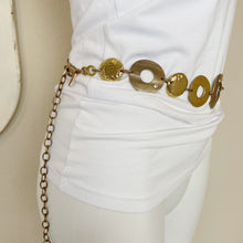 Load image into Gallery viewer, Chico's | Women's Hammered Gold Circle Chain Belt
