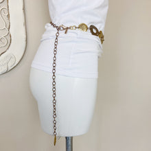 Load image into Gallery viewer, Chico's | Women's Hammered Gold Circle Chain Belt
