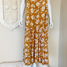 Load image into Gallery viewer, Day to Day | Women&#39;s Orange and White Floral Tiered Midi Dress | Size: L
